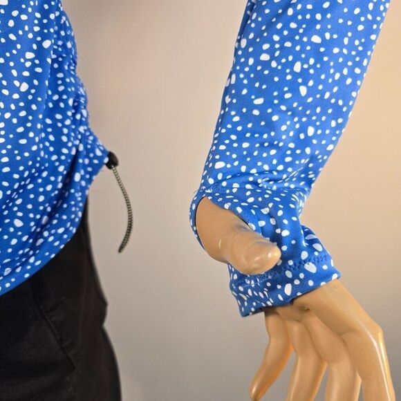 Nike Swim Sz L Water Dots Hydroguard Blue NESSC350 UPF 40+ Rashguard L Sleeve - Picture 3 of 12